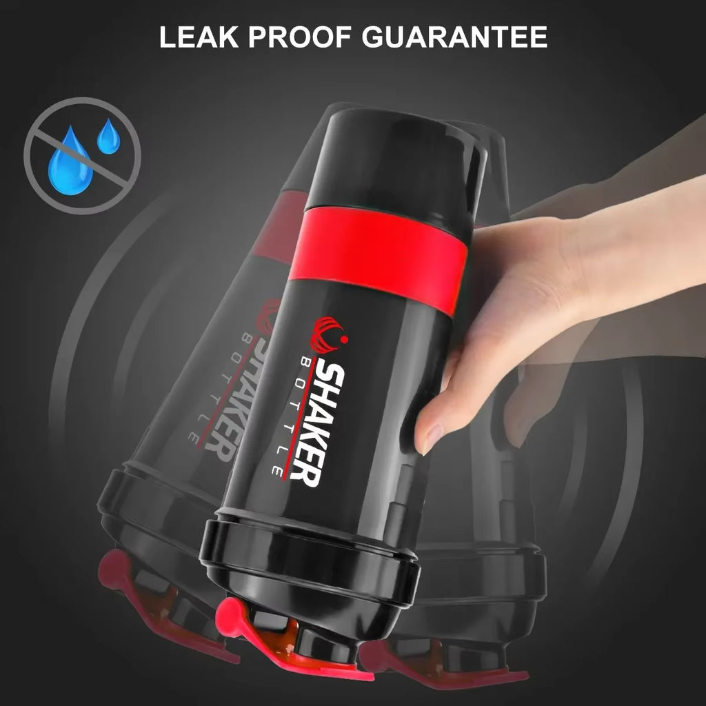 500Ml Layered Protein Bottle Powder Shaker with Powder Storage Container Large Water Bottle Water Bottle with Wire Stirring Ball