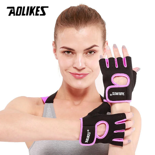 1 Pair Men Women Gym Half Finger Sports Fitness Exercise Training Wrist Gloves Anti-Slip Resistance Weightlifting Gloves