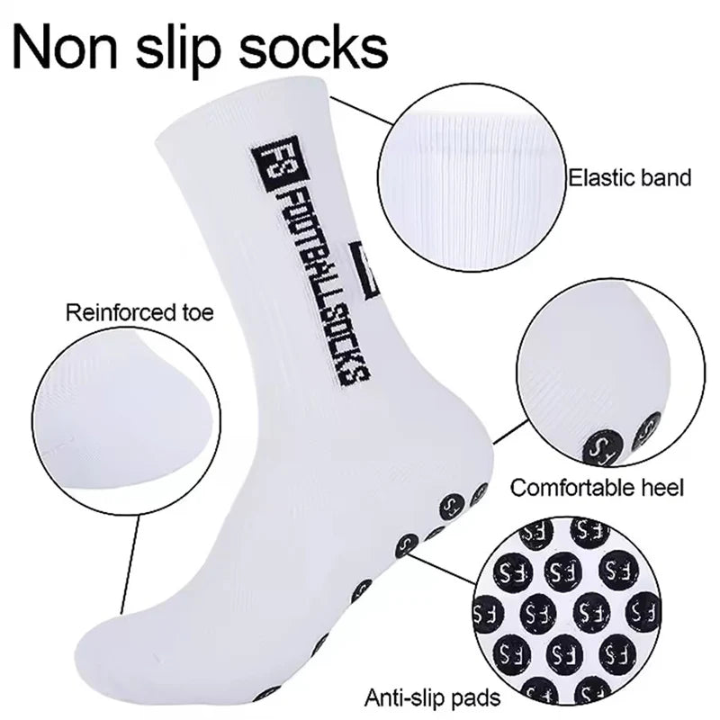 6 Pairs Breathable Football Socks Men Women Sports Socks Non-Slip Silicone Bottom Soccer Baseball Socks Outdoor Sport Yoga Socks