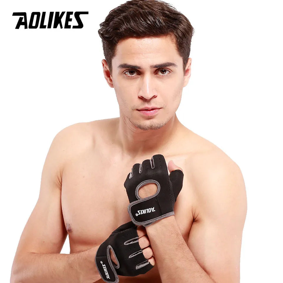 1 Pair Men Women Gym Half Finger Sports Fitness Exercise Training Wrist Gloves Anti-Slip Resistance Weightlifting Gloves