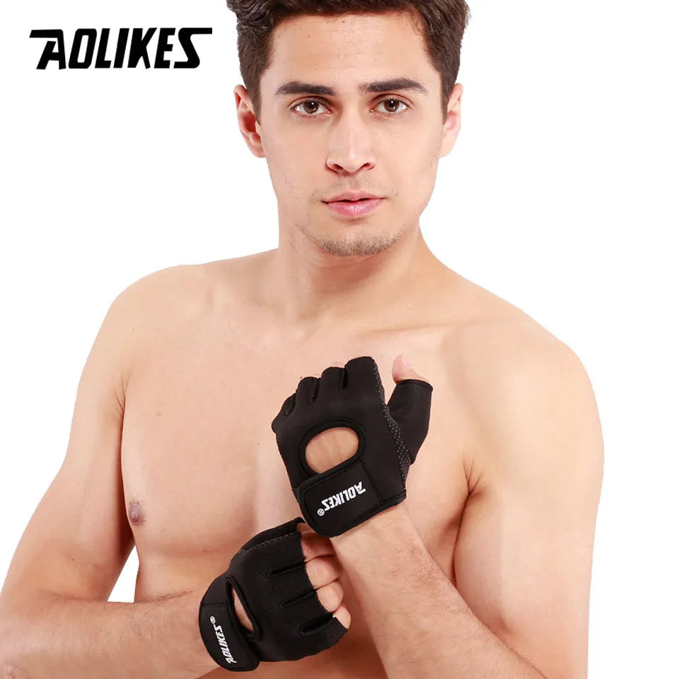 1 Pair Men Women Gym Half Finger Sports Fitness Exercise Training Wrist Gloves Anti-Slip Resistance Weightlifting Gloves