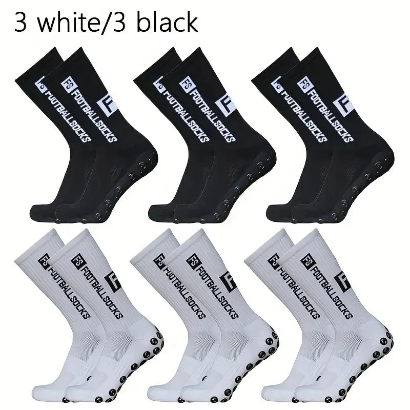 6 Pairs Breathable Football Socks Men Women Sports Socks Non-Slip Silicone Bottom Soccer Baseball Socks Outdoor Sport Yoga Socks