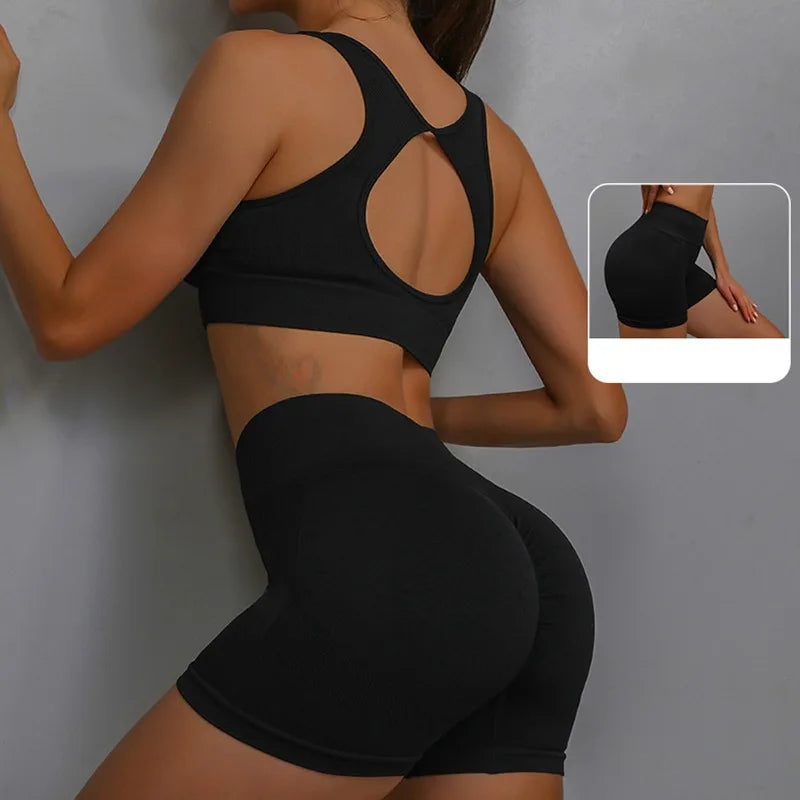 Women Butt Lifting Yoga Shorts Seamless Gym Leggings Tights Elastic Workout High Waist Tummy Control Ruched Booty Pants